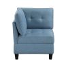 Living Room Furniture Corner Wedge Blue Tufted Solid Wood Modern Comfort 1pc Modular Piece Wedge Sofa Hidden Storage