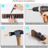 Mop and Broom Holder Wall Mount - Rustic Wood Broom Mop Hanger - Wall Mounted Garden Tool Rack Organizer for Closet Garage Laundry Room Kitchen Decor