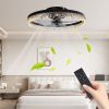 Smart Flush Mount Ceiling Fan with Light ��� 20-inch Integrated LED Chandelier with 5 Invisible Blades, Remote Control & Timer, Dimmable Lighting, Ult