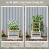 Outsunny Wooden Raised Garden Bed with Trellis, Galvanized Planter Box Elevated Garden Bed for Garden, Patio, Natural Wood