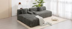 110" Cloud Sectional Sofa Upholstered Couch Free-combined Sofa for Living Room, Dark Gray