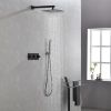 Brass Matte Black Shower Faucet Set Shower System 10 Inch Rainfall Shower Head with Handheld Sprayer Bathroom Luxury Rain Mixer Combo