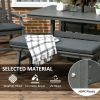 Outsunny 6 Pieces Patio Dining Set, 6 Seater Outdoor Table and Chairs Loveseat with Umbrella Hole, Cushions, for Poolside, Backyard, Dark Gray