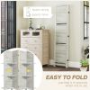 HOMCOM 4 Panel 67" Tall Wood Privacy Screen Room Divider with 3 Shelves and Folding Storage for Bedroom, Distressed White