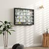 HOMCOM Display Cabinet 5-Tier Black White Glass Case with 2 Doors Adjustable Shelves Wall-Mounted