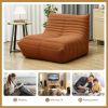 HOMCOM Floor Chair with Back Support, Teddy Fleece Sofa Chair with Channel Tufting, Meditation Chair for Bedroom, Brown