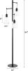 65" Black Industrial Floor Lamp with Hanging Glass Shade 3 Lights