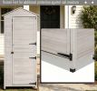Wooden Garden Cabinet 4-Tier Storage Shed Lockable Organizer with Foot Pad And Handle