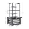 Outsunny Wooden Raised Garden Bed with Trellis, Galvanized Planter Box Elevated Garden Bed for Garden, Patio, Gray