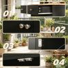 Black Kitchen Storage Cabinet Sideboard Floor Cupboard with  Top Adjustable Shelf 2 Drawers for Home Organization