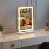 Vanity Mirror with Lights, 17" x 19" LED Makeup Mirror with Dimmable 3 Color Modes, Touch Screen Control Vanity Based Mirror Desk Mirror Square White