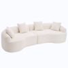 [VIDEO provided ]4 Seater White Sofa with Chenille fabric, 30D ,60 Hardness full sponge,4 pillow for Living Room