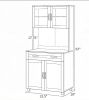 Modern White 67'' Kitchen Pantry Buffet with Hutch Freestanding Storage Cabinet Framed Glass Doors Shelves Drawers for Dining Room
