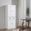 72 Kitchen Pantry Cabinet Storage, Freestanding Cupboard with Drawer 4 Doors Adjustable Shelves, White