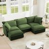 Slipcovered U Shape Sectional Deep Seat Sofa Couch, 3 Seater Sofa with French Edges Design Multiple Big Pillows