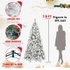 7.5ft Hinged Full Snow-Flocked Christmas Tree with 1252 Mixed PVC & Pine Needles Tips