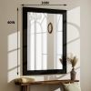 40"x30" Rectangular Bathroom Mirror with Wooden Frame Decorative Wall Mounted Mirror, Black