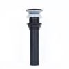 Modern Solid Brass Pop Up Sink Drain with Overflow for Bathroom Sink in Matte Black