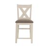 Set of 2 Counter Hight Chairs with X-Cross Back, White and Grey