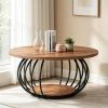 100 Cm Industrial Coffee Table - 2-tier round Table with Metal Frame in for Living Room Decor