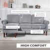 L Shape Sofa, Modern Sectional Couch with Changeable Chaise Lounge, Wooden Legs, Corner Sofa for Living Room, Grey
