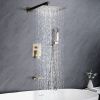 10 Inches Wall Mounted Rainfall Shower Head System Shower Faucet Brushed Gold