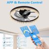 Smart Flush Mount Ceiling Fan with Light ��� 20-inch Integrated LED Chandelier with 5 Invisible Blades, Remote Control & Timer, Dimmable Lighting, Ult