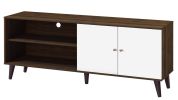Amidon TV Stand for TVs up to 63", with 2 Storage Shelves& 1 Cabinet, Modern Entertainment Centre for TV in Living Room in Walnut +White