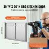 BBQ Access Door, 39W x 26H Inch Double Outdoor Kitchen Door, Stainless Steel Flush Mount Door, Wall Vertical Door with Handles and Hooks