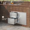 Outdoor Kitchen Door Drawer Combo 32.5" W x 21.6" H x 20.5''D, Access Door/Double Drawers with Paper Towel Rack
