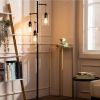 65" Black Industrial Floor Lamp with Hanging Glass Shade 3 Lights