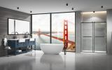 60 in. W x 76 in. HSliding Frameless Shower Door in Matte Black with Clear Glass