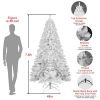 7.5FT Prelit White Artificial Christmas Tree with 450 Warm White Lights,White PVC Xmas Tree with 1240 Tips, Metal Stand