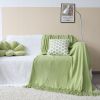 SOGA Green Acrylic Knitted Throw Blanket