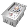 Single Grilling Side Burner, 17,000BTU Liquid Propane Side Burner for Outdoor Kitchen, Convertible to Natural Gas