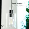 65" Black Industrial Floor Lamp with Hanging Glass Shade 3 Lights