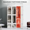 Portable Wardrobe Closet, Bedroom Armoire, Foldable Clothes Organizer with Cube Storage, Hanging Rods, Magnet Doors, White