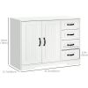 Modern Sideboard Buffet Cabinet with Drawers and Beadboard Door Cupboard Kitchen Storage Cabinet White