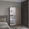Eco High One Door Freestanding Armoire With Hanging Rod And Interior Shelves, Compact Bedroom Wardrobe, White, Mahogany