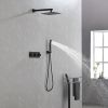 Brass Matte Black Shower Faucet Set Shower System 10 Inch Rainfall Shower Head with Handheld Sprayer Bathroom Luxury Rain Mixer Combo
