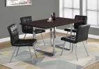 Dining Table, 60" Rectangular, Kitchen, Dining Room, Brown Laminate, Chrome Metal, Contemporary, Modern