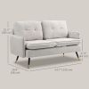 Modern 55" Loveseat, Fabric Love Seat Sofa with Button Tufted Back, Steel Legs for Bedroom, Living Room, Cream White
