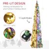 HOMCOM 7ft Prelit Pencil Christmas Tree with Snow Flocked Branches 350 LED Lights Downswept Shape for Festive Home
