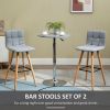 Modern Bar Stools Set of 2, 38" Upholstered Kitchen Island Stool with  Wood Legs, Grey