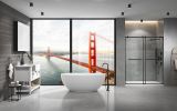 60 in. W x 76 in. HSliding Frameless Shower Door in Matte Black with Clear Glass
