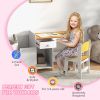 Qaba Kids Desk and Chair Set with Storage, White Study Desk for School, Student Writing Desk