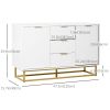 47" Storage Cabinet with Doors, Adjustable Shelves, Metal Legs for Kitchen Storage, Home Use, White