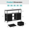 TV Stand with Power Outlets and LED Light for 43-inch TV, Double-layer 4 Fabric Drawers for Living Room/Bedroom, Black