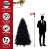 6FT Pre-Lit Black Christmas Tree with 350 Lights, 1460 Tips Artificial Holiday Tree for Halloween & Christmas Decorations