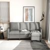 L-Shape Sofa, Modern Sectional Couch with Ottoman, Corner Sofa for Living Room, Light Grey